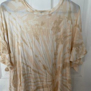 LuLaRoe Dahl Top. Beige & White tie dye. Size L. Never worn.